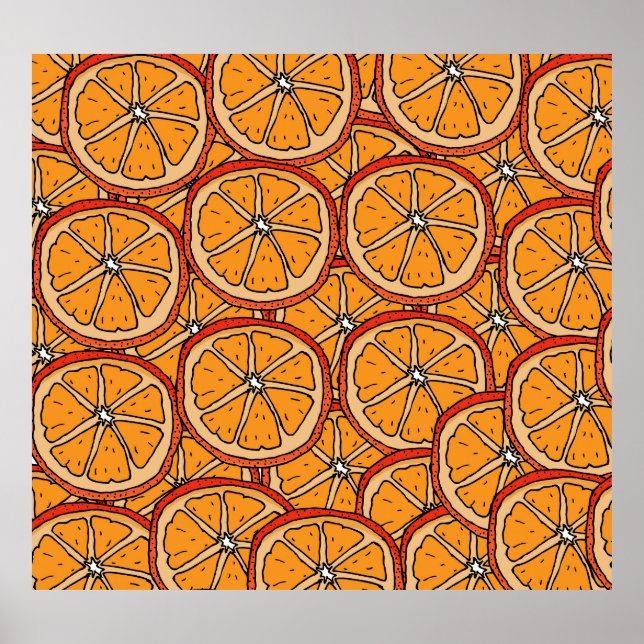 Affiche Oranges dessinées à la main : sans couture (Devant)