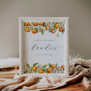 Affiche Oranges d'été Baby shower Combien de bonbons