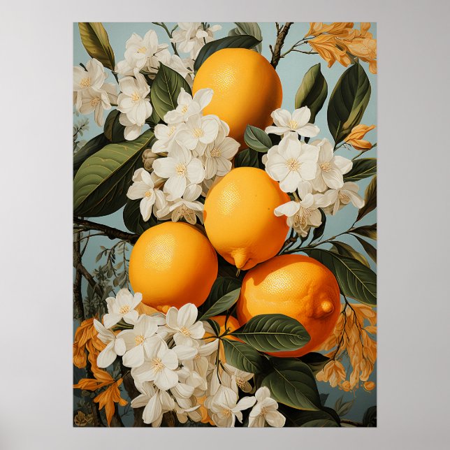 Affiche Oranges et fleurs Verdure (Devant)