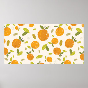 Affiche Oranges peintes à la main fruit sans couture desig