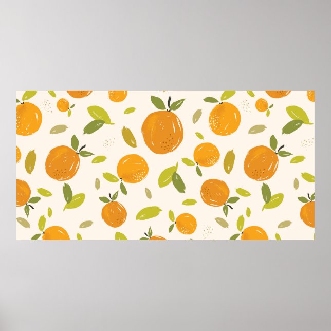 Affiche Oranges peintes à la main fruit sans couture desig (Devant)