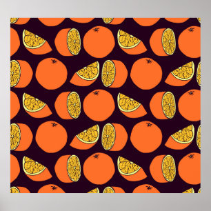 Affiche Oranges sans couture motif, texture vintage.