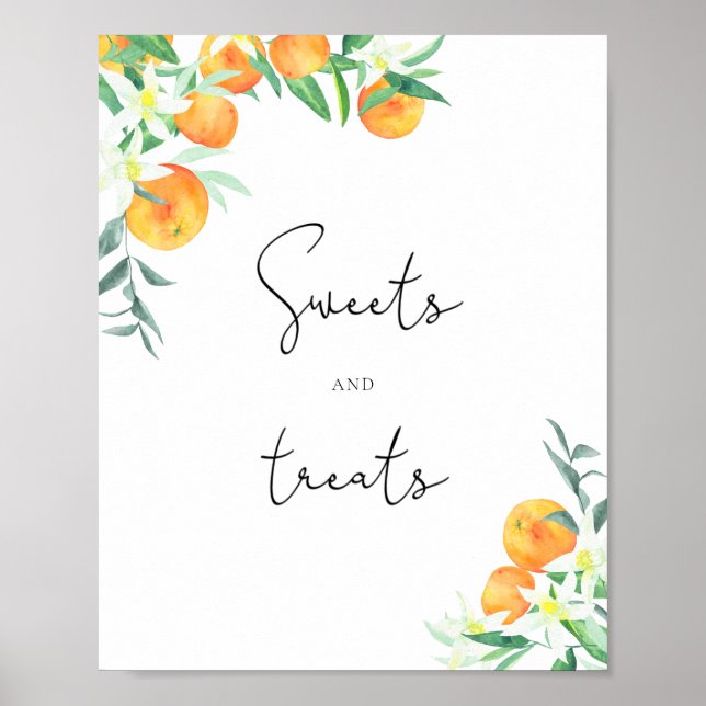 Affiche Oranges sucreries et friandises baby shower (Devant)