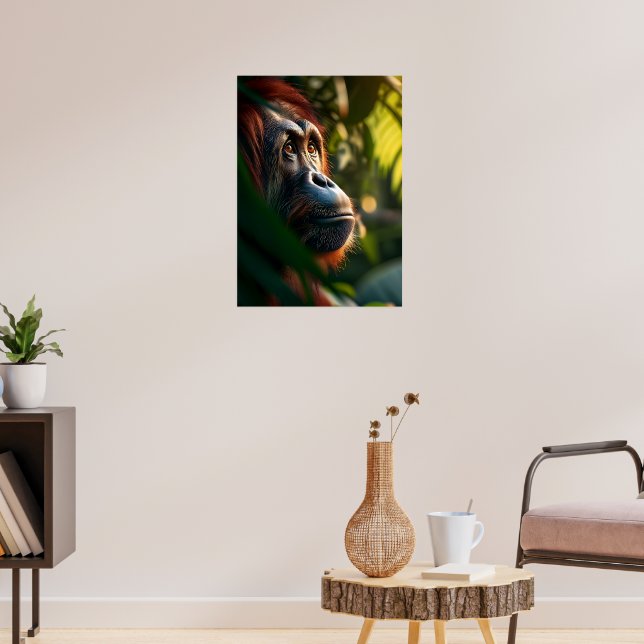 Affiche Orangoutan pensif dans la jungle (Salon 3)