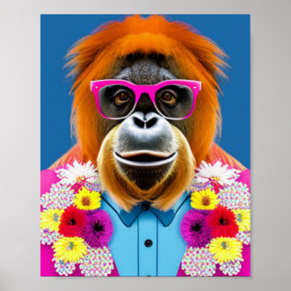 Affiche Orangutan avec lunettes, Imprimable mur art