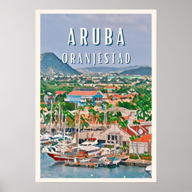 Affiche Oranjestad, la ville colorée des Antilles (Devant)