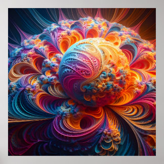 Affiche Orbe fractale colorée dans le nid fractal