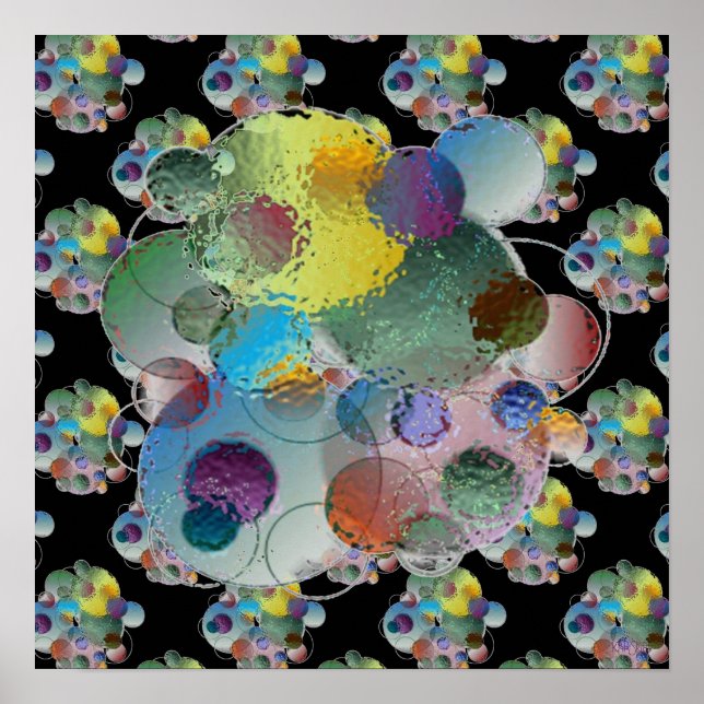 Affiche Orbes Planètes Formes Abstraites (Devant)