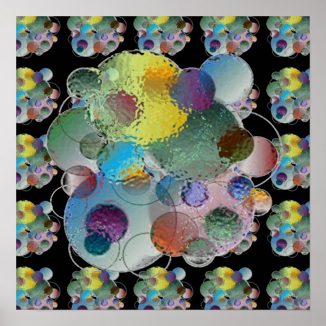 Affiche Orbes Planètes Formes Abstraites (Devant)
