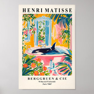 Affiche Orca Dans Bain Art Print, Pink Tropical Print, Il