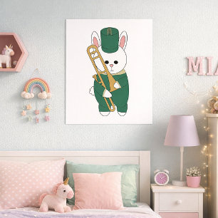 Affiche Orchestre d'harmonie à la trompette de lapin de Pâ