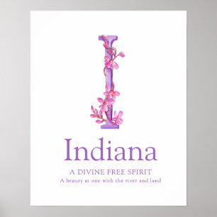 Affiche Orchid Letter I Indiana nom personnalisé signifian