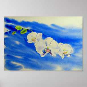 Affiche Orchidée Aquarelle peinture, brise, Nuages