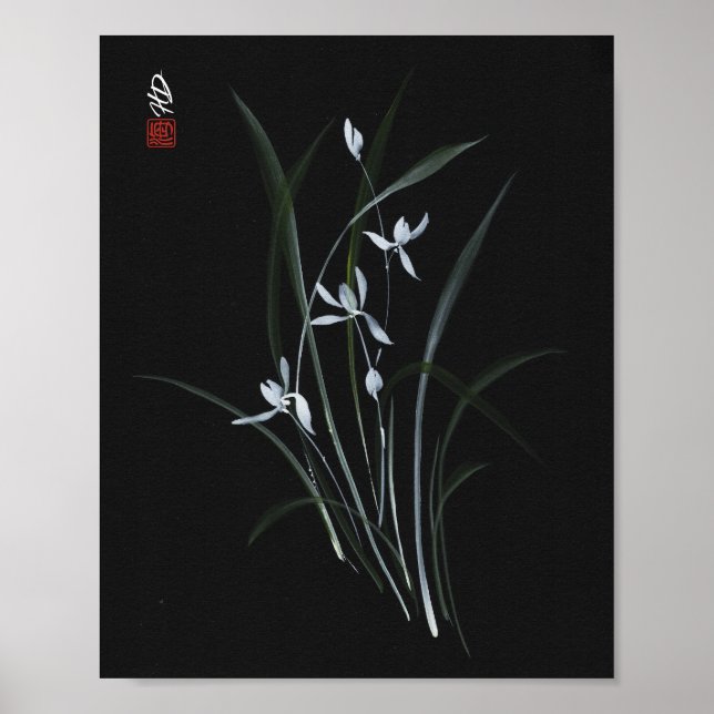 Affiche Orchidée au clair de lune (Devant)