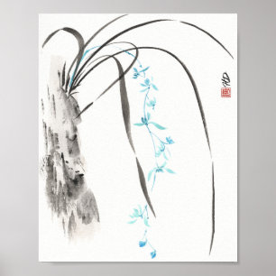 Affiche Orchidée bleue dans le vent