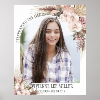Affiche Orchidée d'herbe de Pampa Photo Florale Funéraire