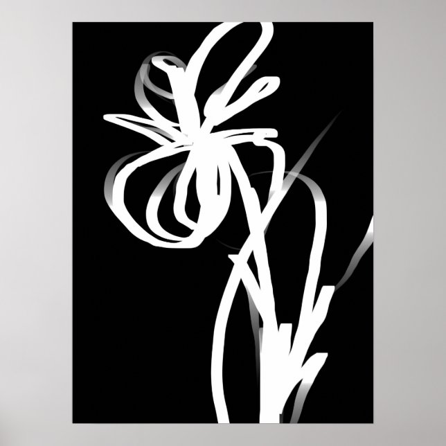 Affiche Orchidée Noir : Abstrait noir et blanc (Devant)
