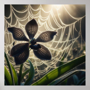Affiche Orchidée noire Spiderweb Floral