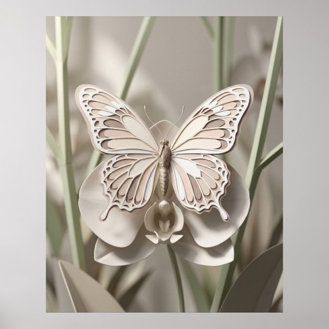 Affiche Orchidée papillon en carton épais (Devant)