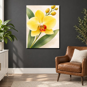 Affiche Orchidée Phalaenopsis jaune en fleurs, botanique