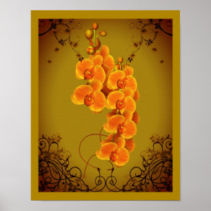 Affiche Orchidées d'or Art Floral