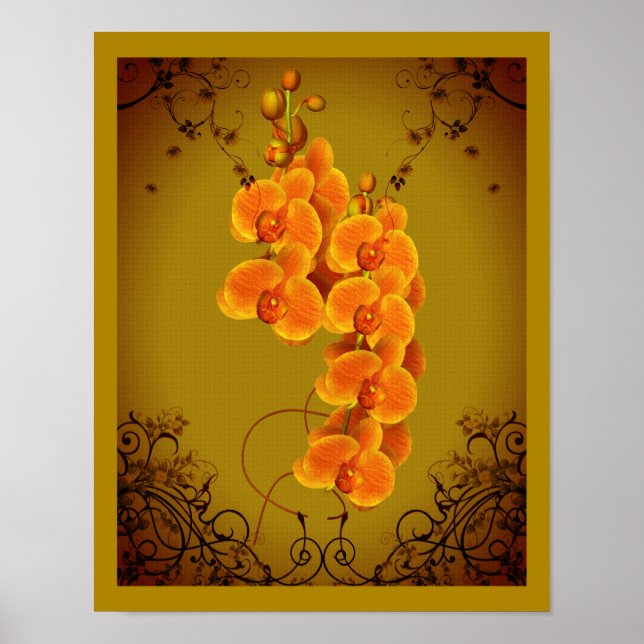 Affiche Orchidées d'or Art Floral (Devant)