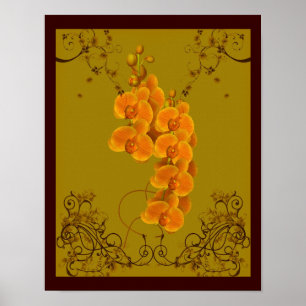 Affiche Orchidées d'or Art Floral