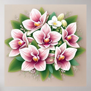 Affiche Orchidées roses élégantes en fleurs