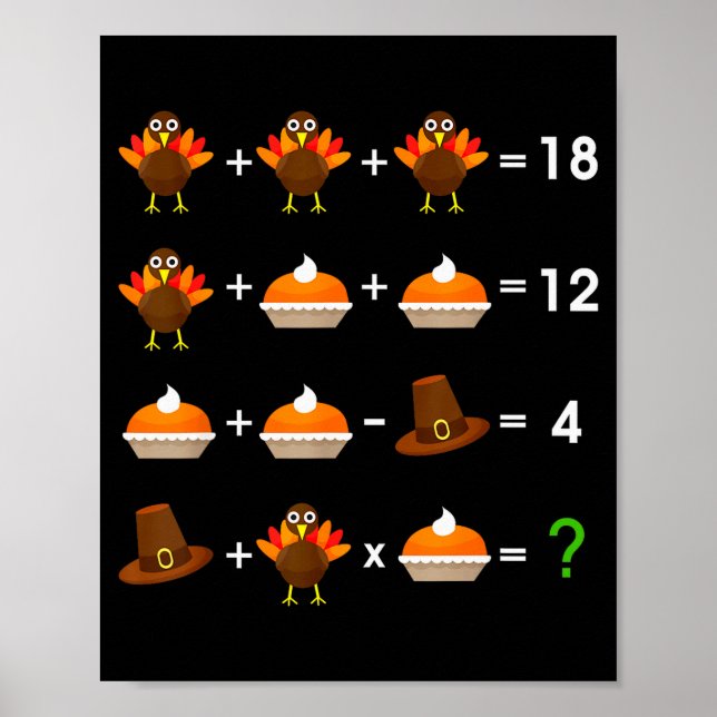 Affiche Order Of Operations Thanksgiving Quiz Funny Math T (Devant)