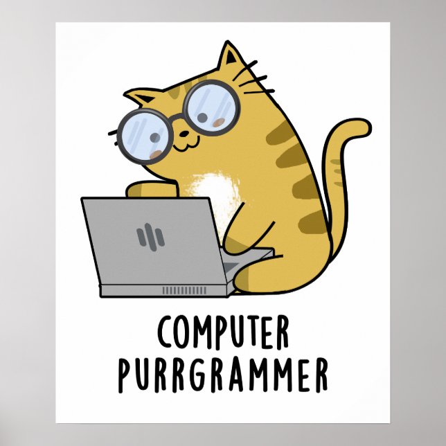 Affiche Ordinateur Purr-grammer Funny Cat Pun (Devant)