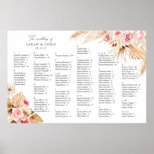 Affiche Ordre alphabétique Boho Floral Seating chart