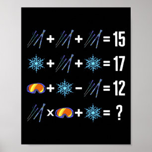 Affiche Ordre Mathématique De L'Opération Ski Neige Flakes