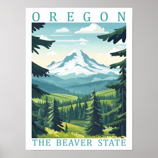 Affiche Oregon Beaver State USA Travel Place (Devant)