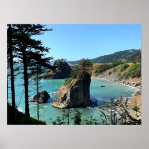 Affiche Oregon Coast Sunny Beach Rocks Nature Photo
