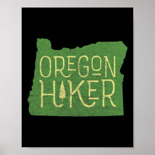 Affiche Oregon Hiker Outdoors Clic Retro Randonnée Adventu