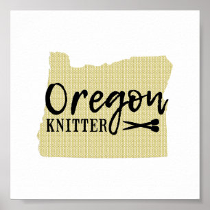 Affiche Oregon Knitter Salle d'artisanat Noir + Or