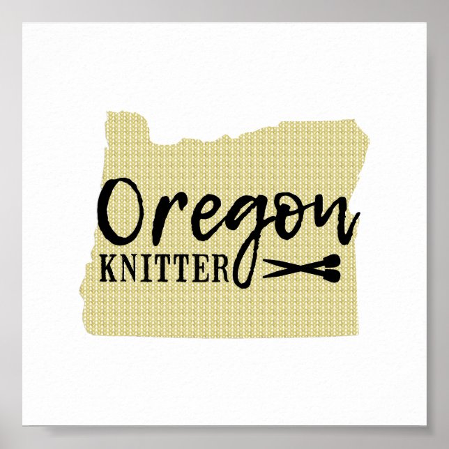 Affiche Oregon Knitter Salle d'artisanat Noir + Or (Devant)