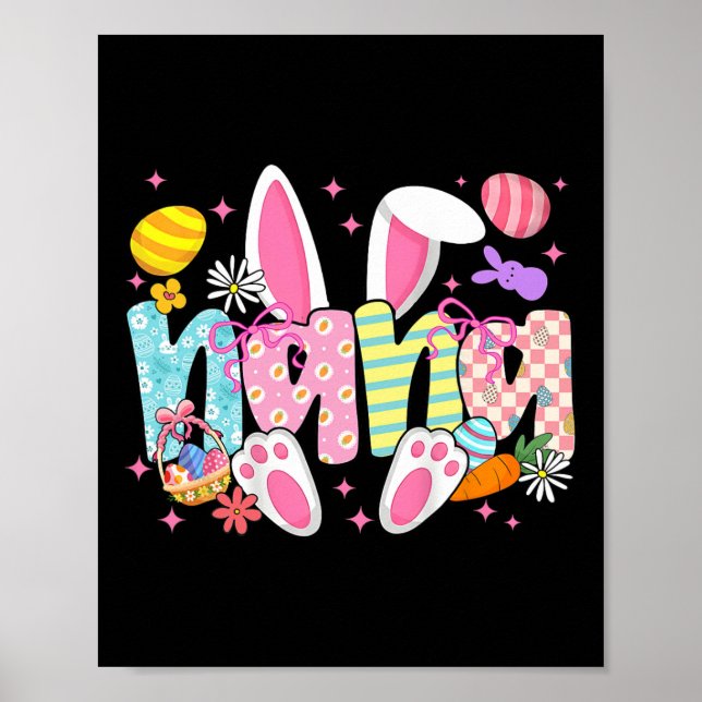Affiche Oreilles de lapin de Pâques Nana Coquette Bow Lapi (Devant)