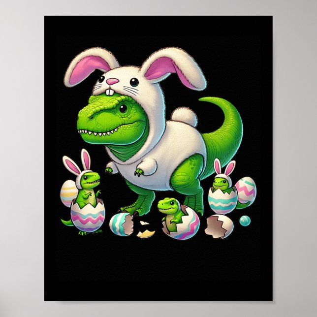 Affiche Oreilles de lapin de T-rex de Pâques Costume de di (Devant)