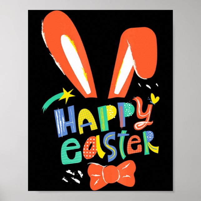 Affiche Oreilles de lapin mignonnes joyeuses pâques cravat (Devant)