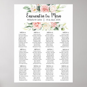 Affiche Organigramme rose mariage