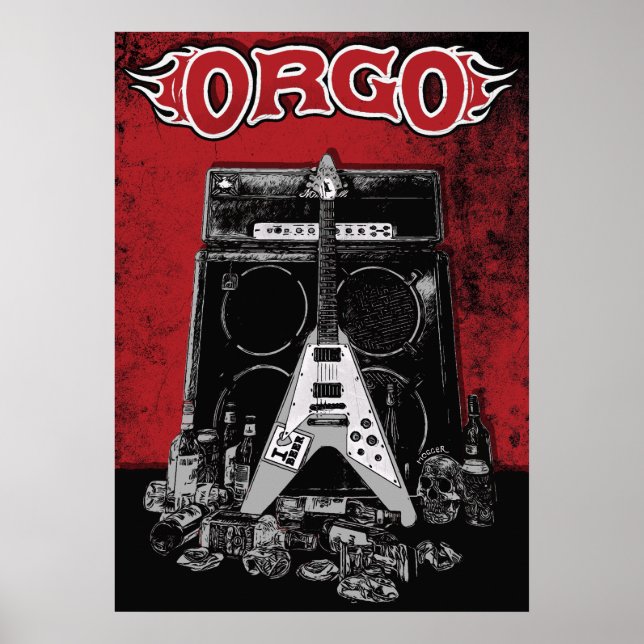 Affiche ORGO - Amp, Guitare & Booze Rouge (Devant)