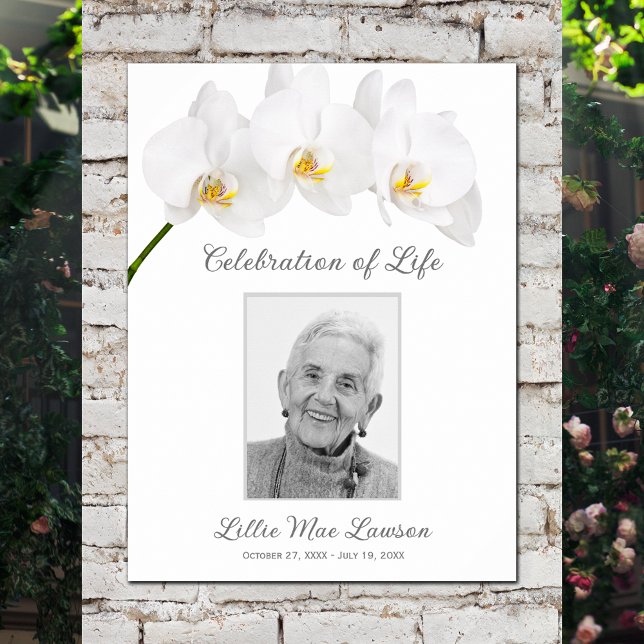 Affiche Orhidee En Souvenir Photo Mémorial Funérailles (Celebration of Life photo memorial funeral poster - INSTANT DOWNLOAD or PRINTED (framed, too))