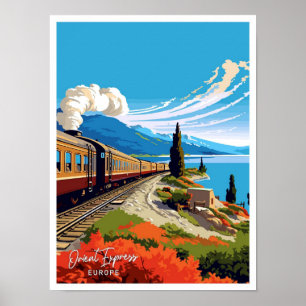 Affiche Orient Express Europe Voyage Illustration Vintage