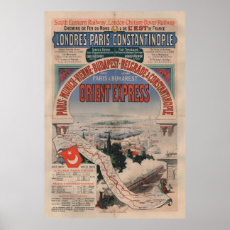 Affiche Orient Express Voyage en train Vintage Imprimer
