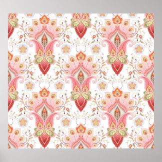 Affiche Oriental Flair : Damask Peacock Paisley