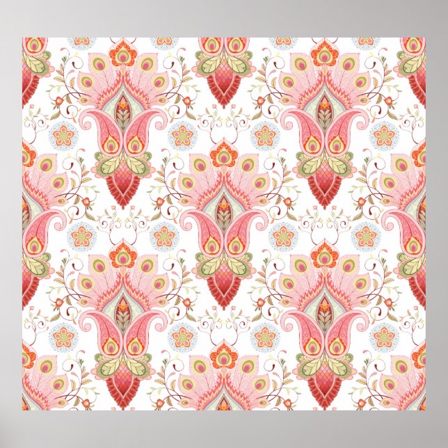 Affiche Oriental Flair : Damask Peacock Paisley (Devant)