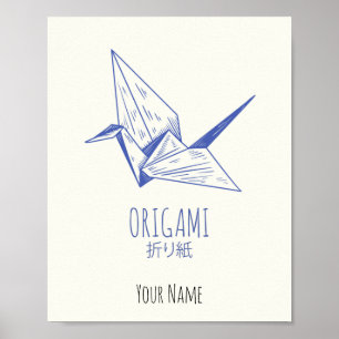 Affiche Origami Art Grue traditionnelle