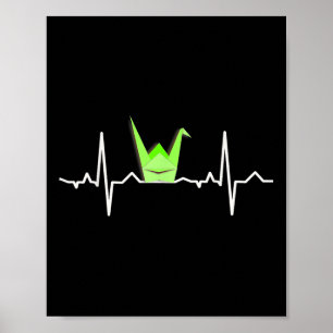 Affiche Origami de la grue de papier, Chemise de pulse Ecg