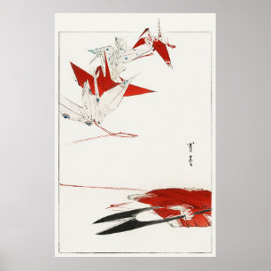 Affiche Origami d'oiseaux de Bijutsu Sekai (1893-1896) par
